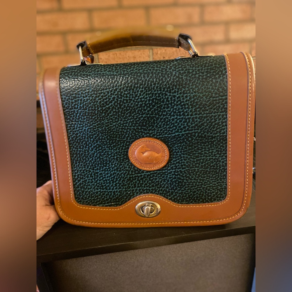 🔥Dooney & Bourke Pebble Collection Emerald Green Leather-Messenger Business Bag